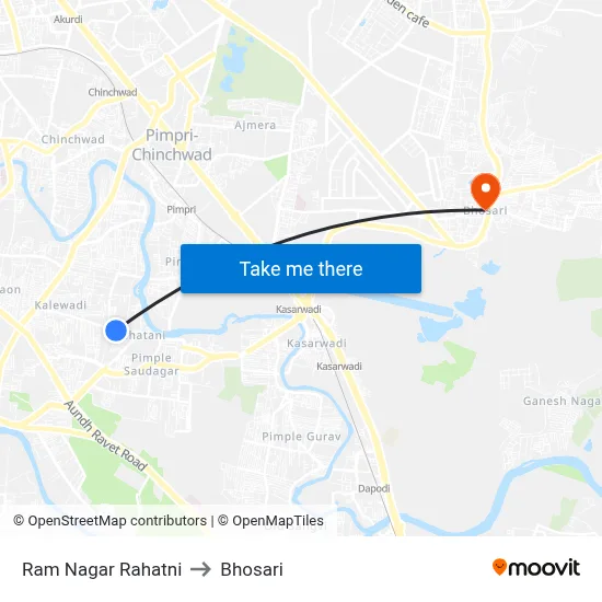 Ram Nagar Rahatni to Bhosari map