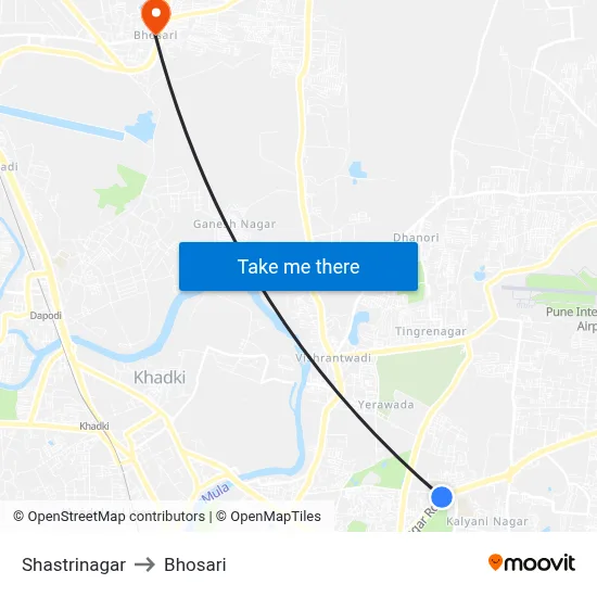 Shastrinagar to Bhosari map