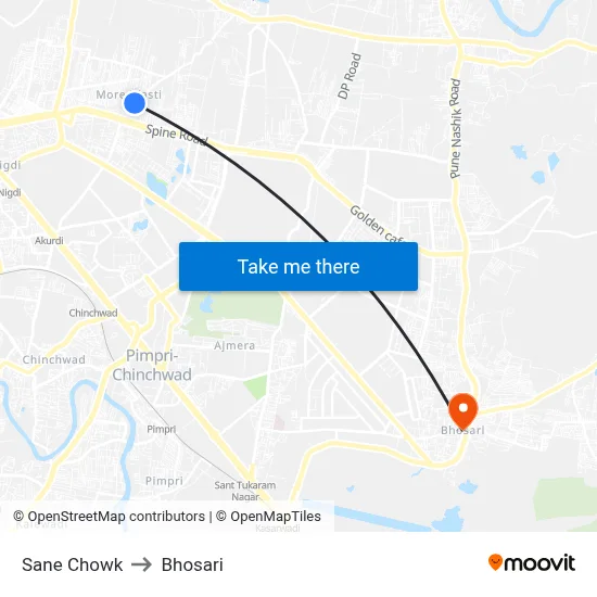 Sane Chowk to Bhosari map