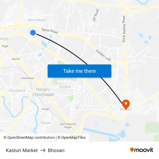 Kasturi Market to Bhosari map