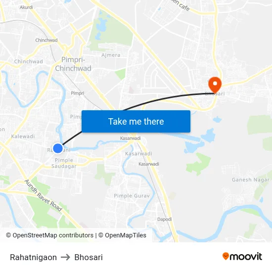 Rahatnigaon to Bhosari map