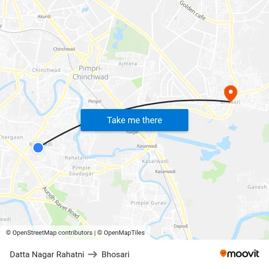 Datta Nagar Rahatni to Bhosari map