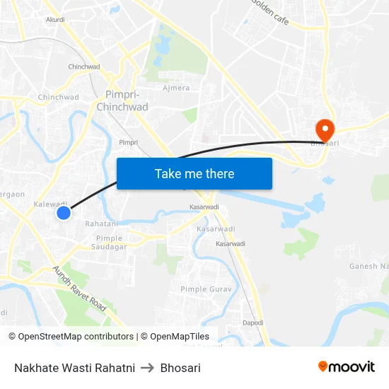 Nakhate Wasti Rahatni to Bhosari map