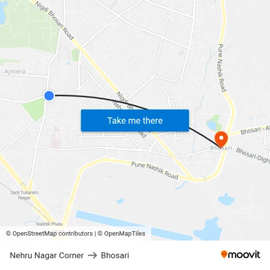 Nehru Nagar Corner to Bhosari map