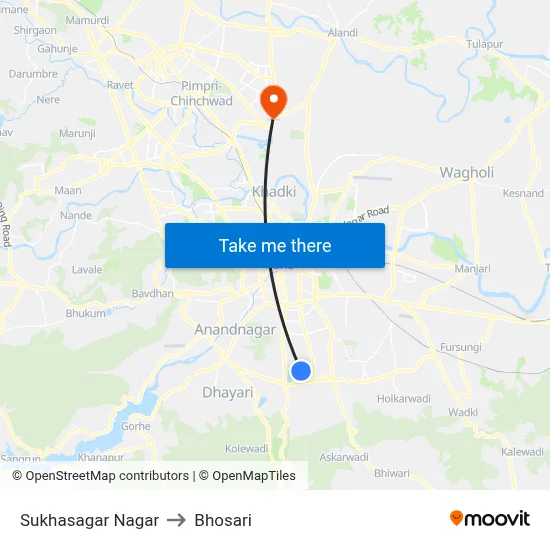 Sukhasagar Nagar to Bhosari map