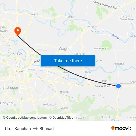 Uruli Kanchan to Bhosari map
