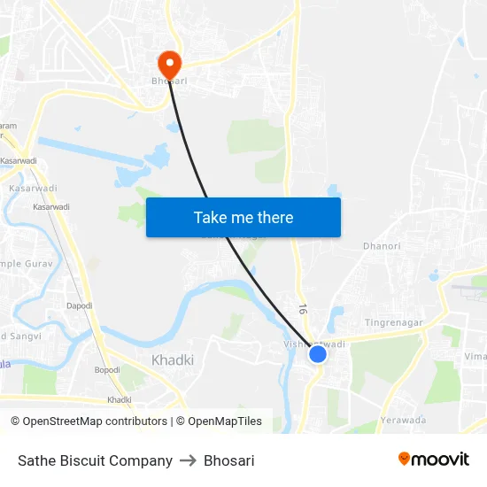 Sathe Biscuit Company to Bhosari map