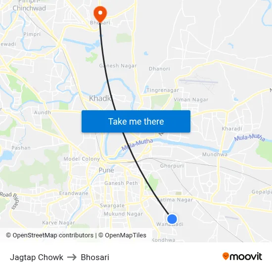Jagtap Chowk to Bhosari map