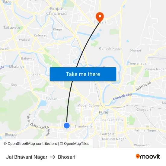 Jai Bhavani Nagar to Bhosari map