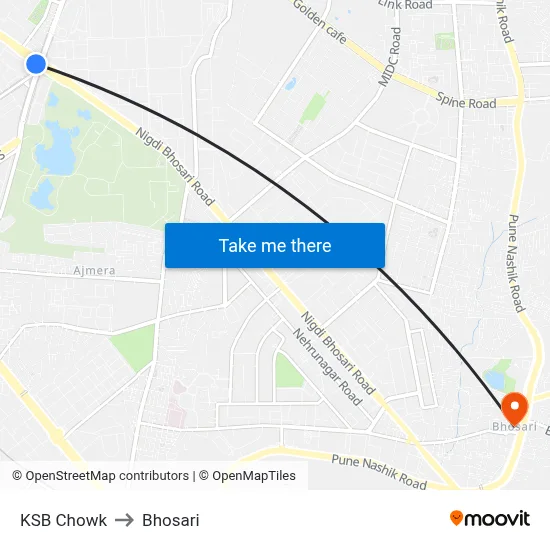 KSB Chowk to Bhosari map