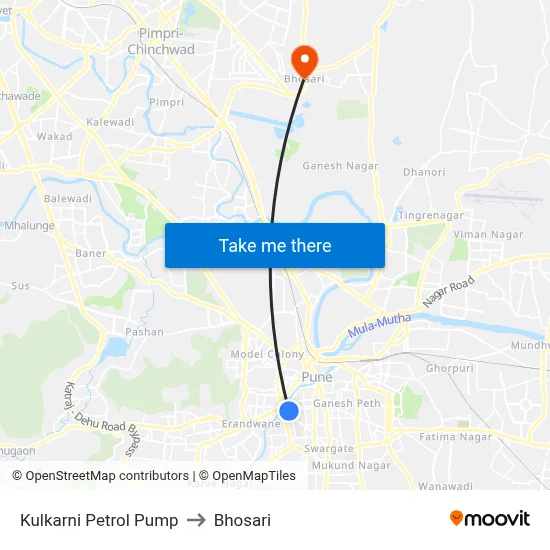 Kulkarni Petrol Pump to Bhosari map