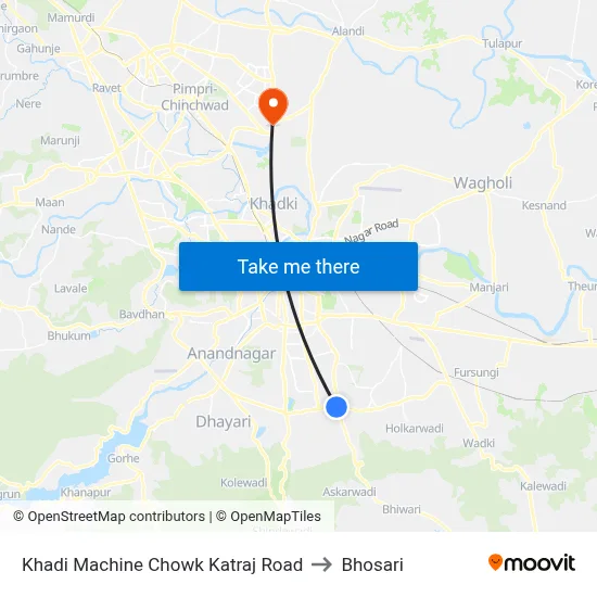 Khadi Machine Chowk Katraj Road to Bhosari map