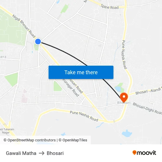 Gawali Matha to Bhosari map