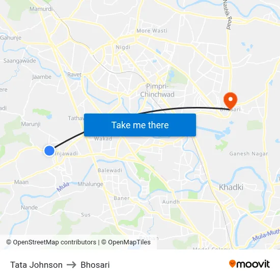 Tata Johnson to Bhosari map