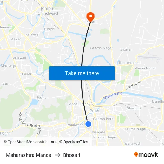 Maharashtra Mandal to Bhosari map
