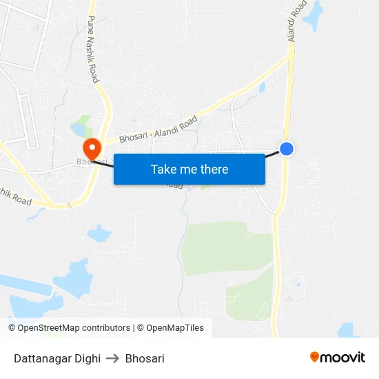 Dattanagar Dighi to Bhosari map