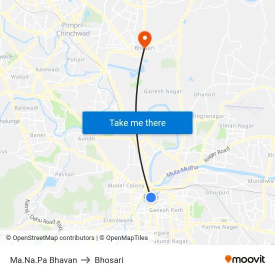 Ma.Na.Pa Bhavan to Bhosari map