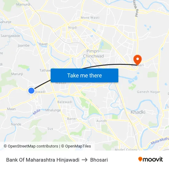 Bank Of Maharashtra Hinjawadi to Bhosari map