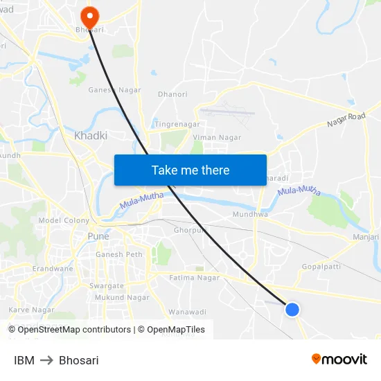 IBM to Bhosari map