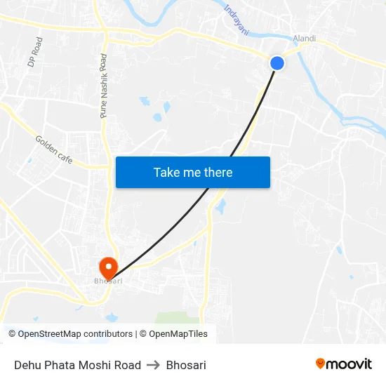 Dehu Phata Moshi Road to Bhosari map
