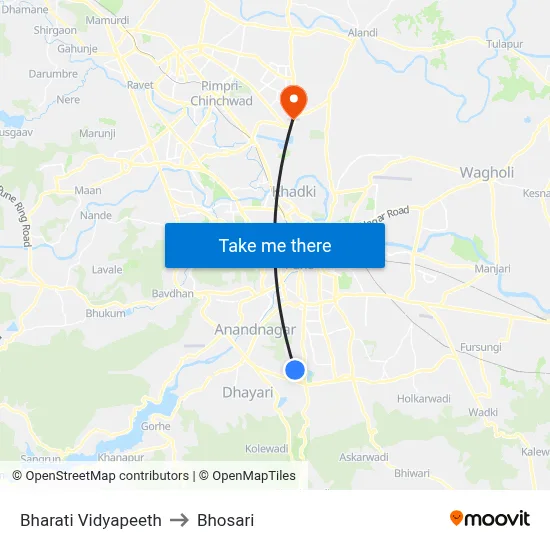 Bharati Vidyapeeth to Bhosari map