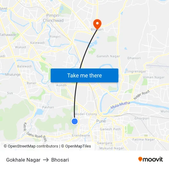 Gokhale Nagar to Bhosari map