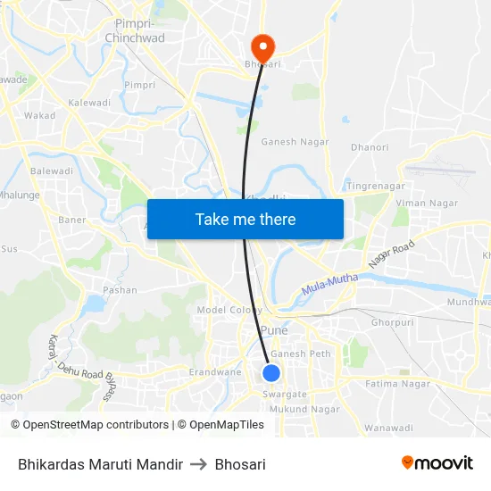 Bhikardas Maruti Mandir to Bhosari map