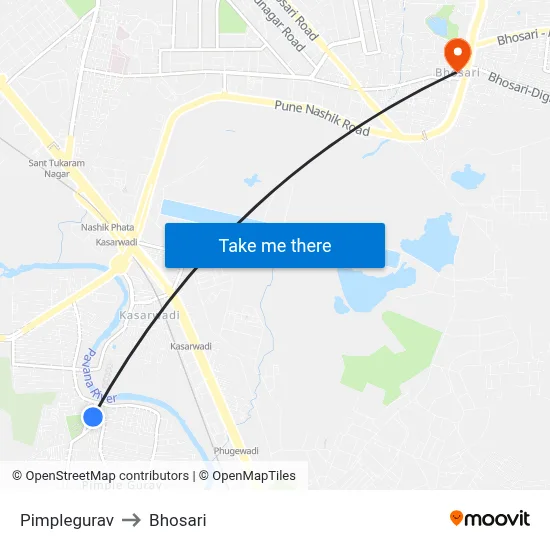 Pimplegurav to Bhosari map
