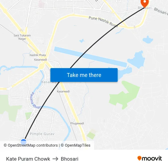 Kate Puram Chowk to Bhosari map