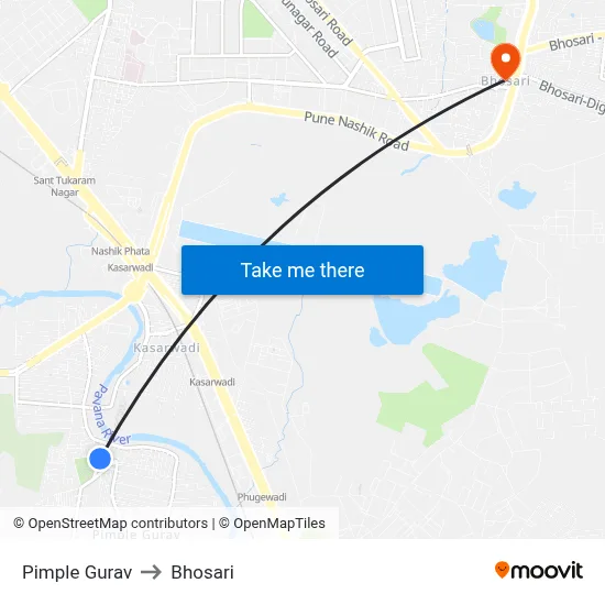 Pimple Gurav to Bhosari map