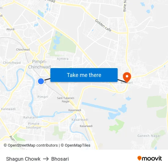 Shagun Chowk to Bhosari map