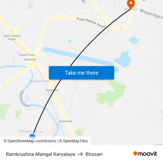Ramkrushna Mangal Karyalaya to Bhosari map