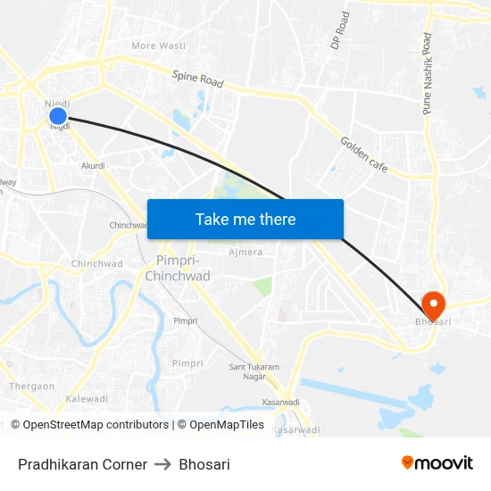 Pradhikaran Corner to Bhosari map