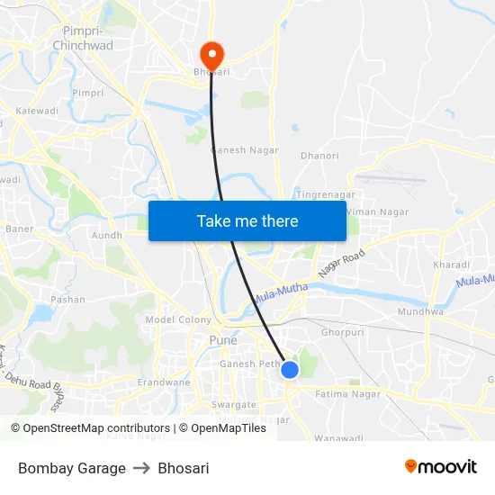 Bombay Garage to Bhosari map