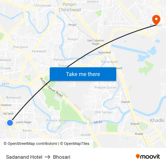 Sadanand Hotel to Bhosari map
