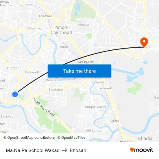 Ma.Na.Pa School Wakad to Bhosari map