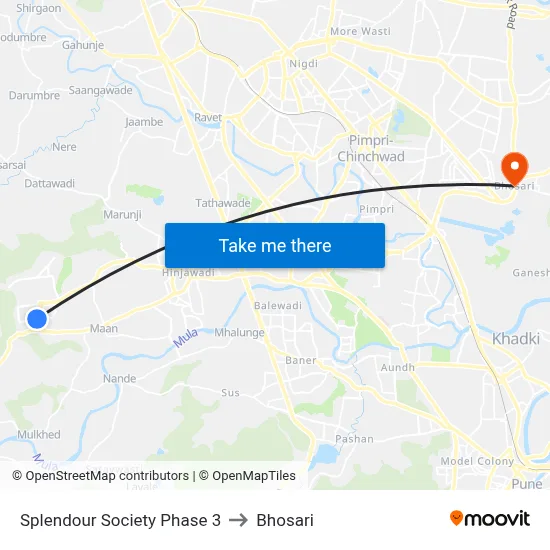 Splendour Society Phase 3 to Bhosari map
