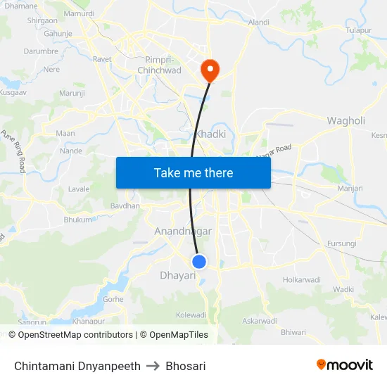 Chintamani Dnyanpeeth to Bhosari map