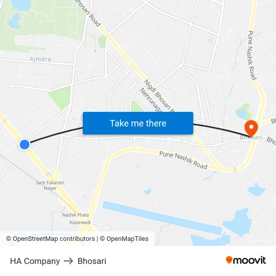 HA Company to Bhosari map