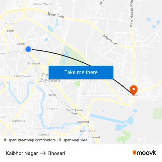Kalbhor Nagar to Bhosari map