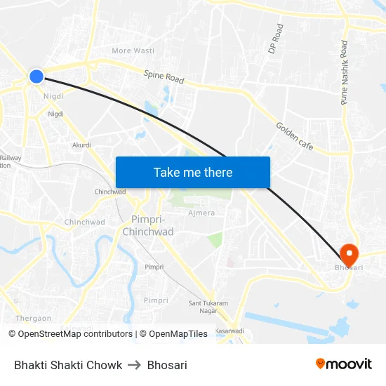 Bhakti Shakti Chowk to Bhosari map