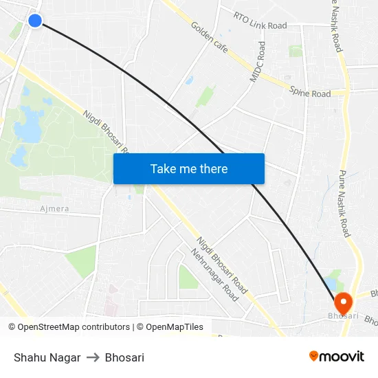 Shahu Nagar to Bhosari map