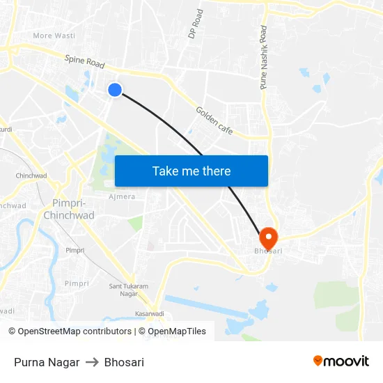 Purna Nagar to Bhosari map