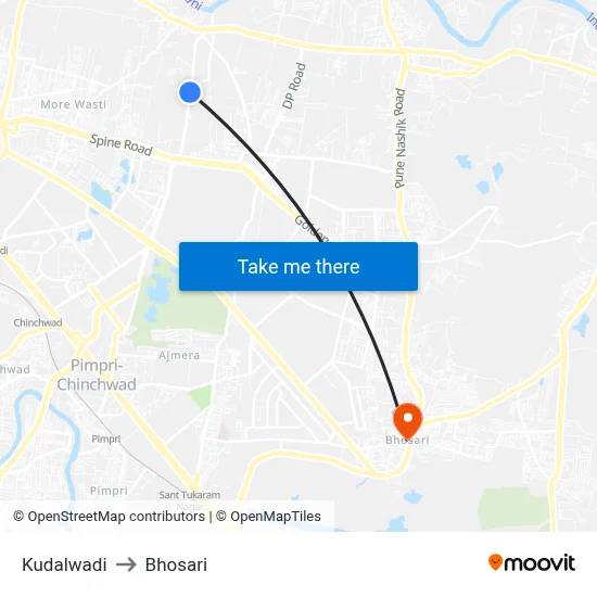 Kudalwadi to Bhosari map