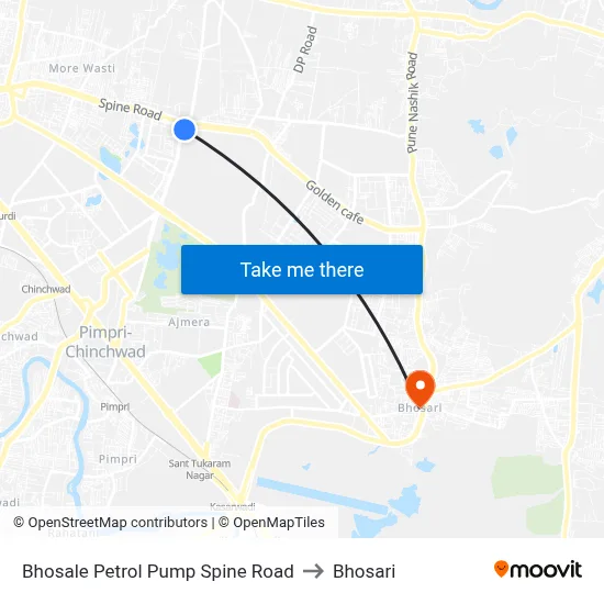 Bhosale Petrol Pump Spine Road to Bhosari map