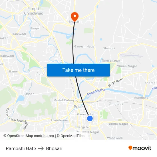 Ramoshi Gate to Bhosari map