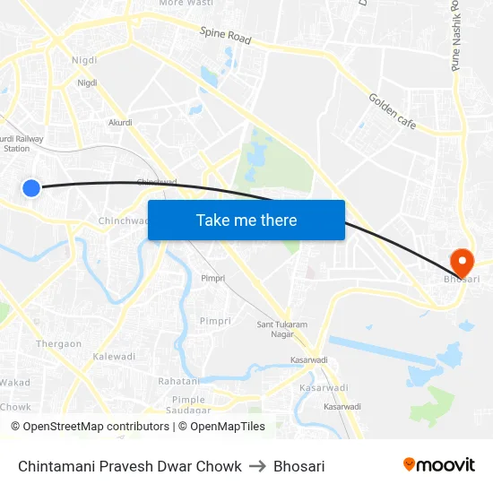 Chintamani Pravesh Dwar Chowk to Bhosari map