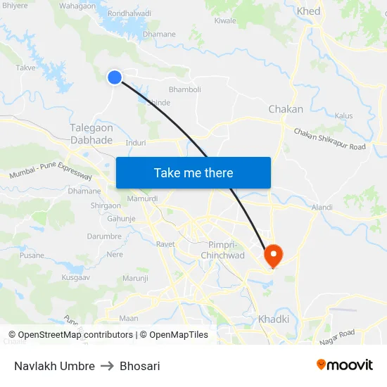 Navlakh Umbre to Bhosari map