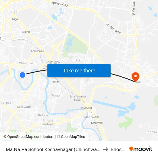 Ma.Na.Pa School Keshavnagar (Chinchwad) to Bhosari map