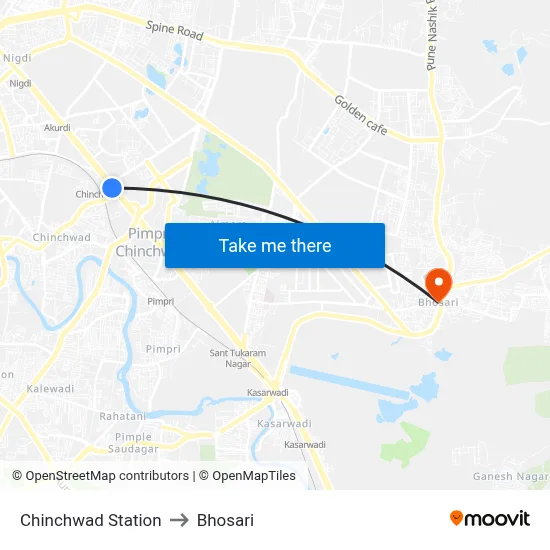 Chinchwad Station to Bhosari map